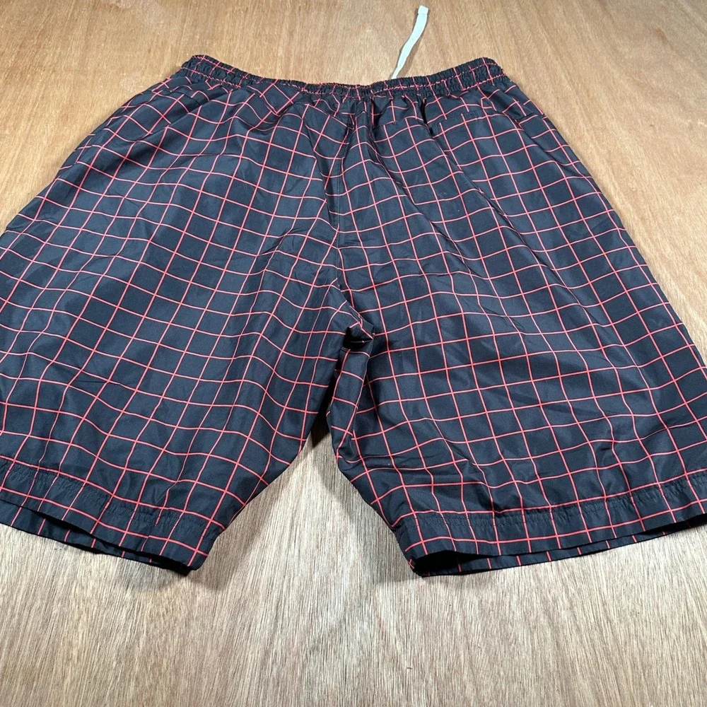 Nike Mens XXL(L) Volley Swim Athletic Shorts Black Red Grid Mesh Drawstring
